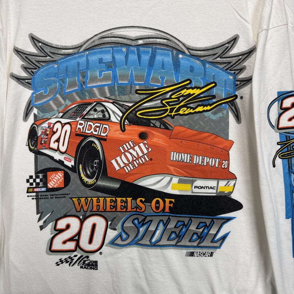 VTG Home Depot Tony Stewart Long Sleeves Shirt Mens XXL White Wheel of Steele - Picture 2 of 9